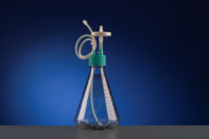 NEST® Erlenmeyer Flask Closed System Solution,125 mL Erlenmeyer Flask, Bi-directional Transfer Cap with Silicon Tube (50cm 1/8" ID 1/4" OD),Male CPC Connector with Female Sealing Cap，Vent Filter (0.22 μm Φ42mm), Sterile, 1/pk, 4/cs